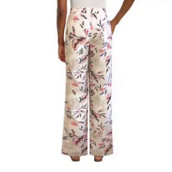 Briggs Elastic Waistband Pants Tan Floral Pattern Size Medium - Picture 2 of 11